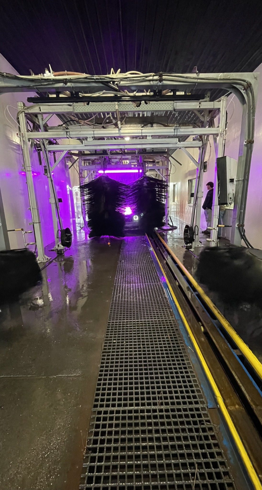 Colorful express car wash tunnel at Stroll N Shine